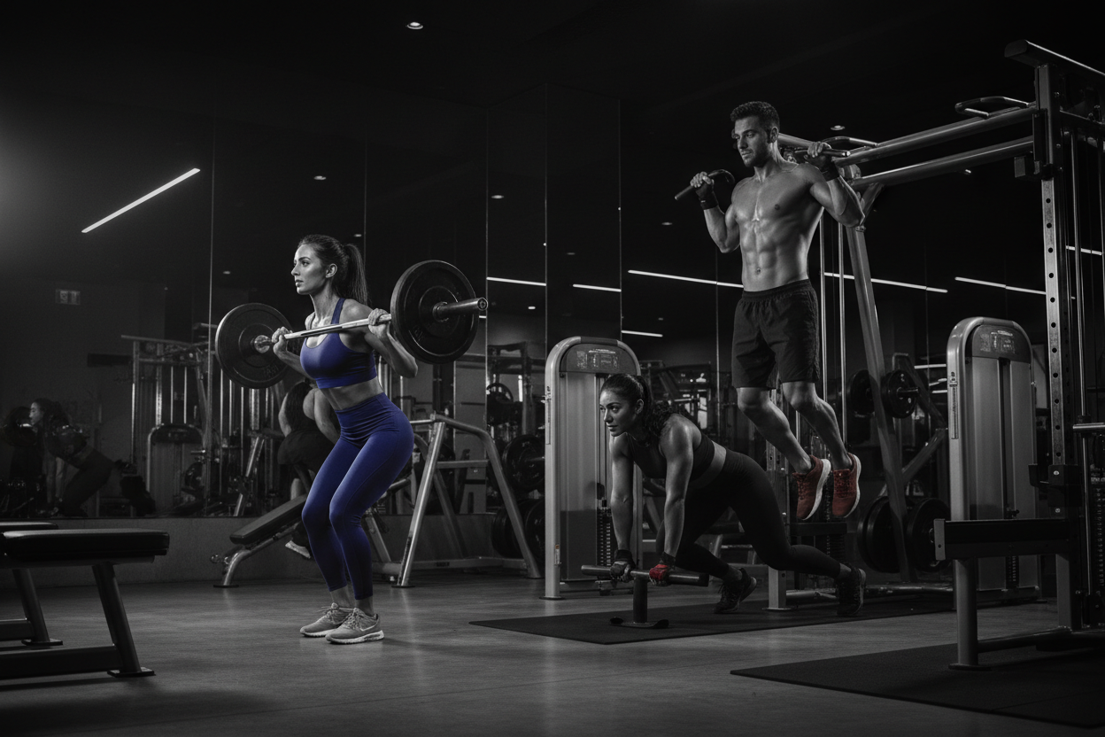 pictures of gym goers with a similar theme to equinox